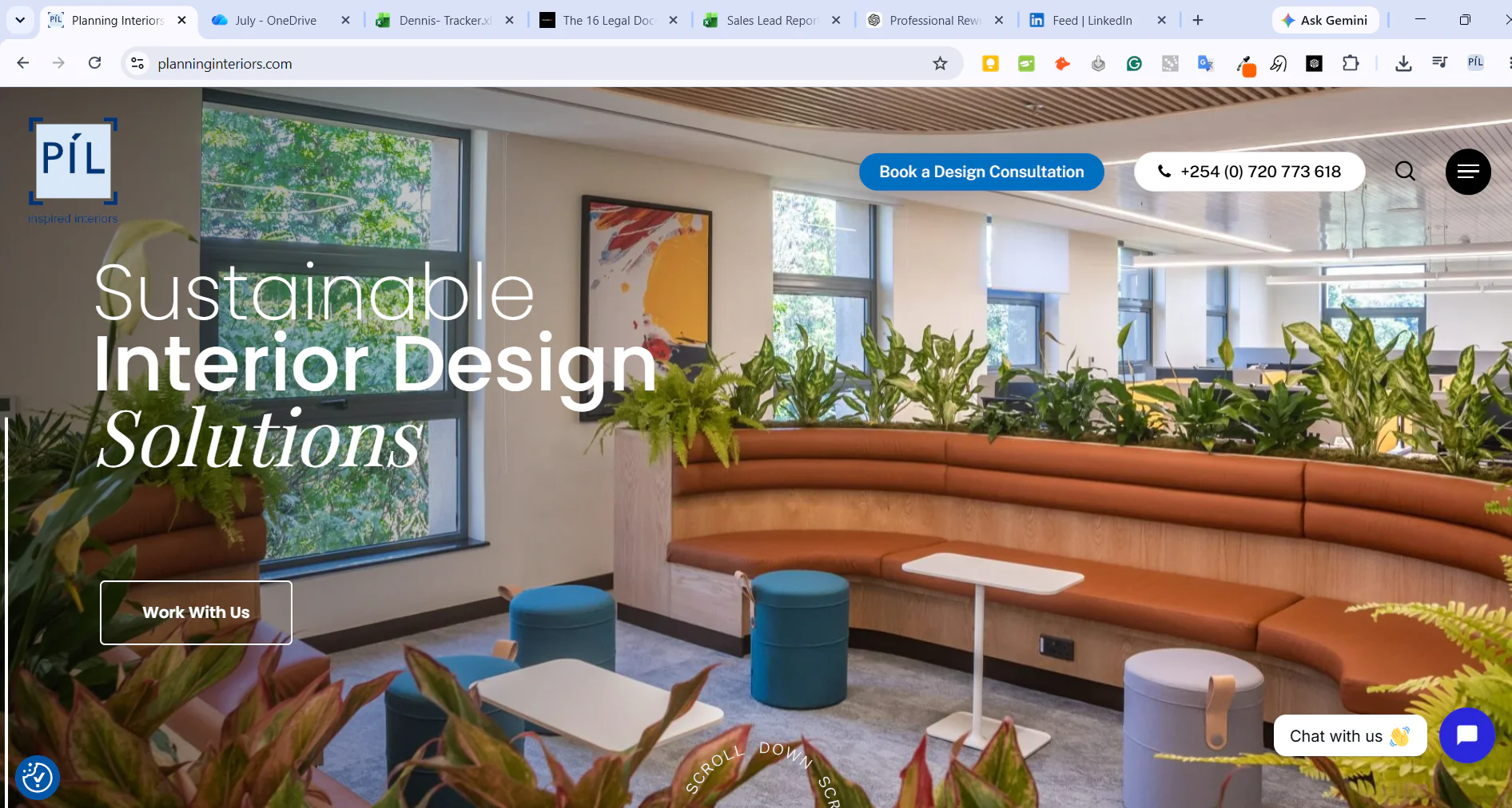 Planning Interiors Limited- Main website designed by Infinite Digital Network